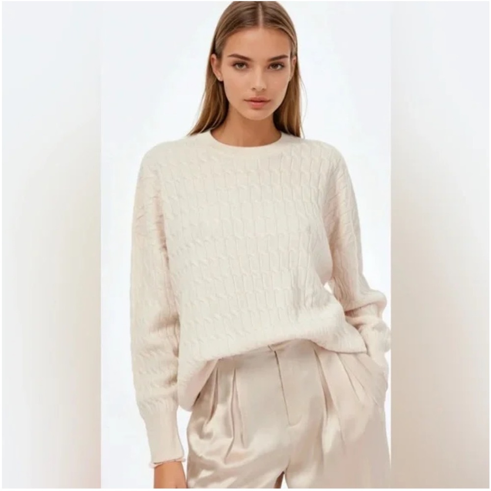 CAMI NYC Cream Cable Knit Sweater XS